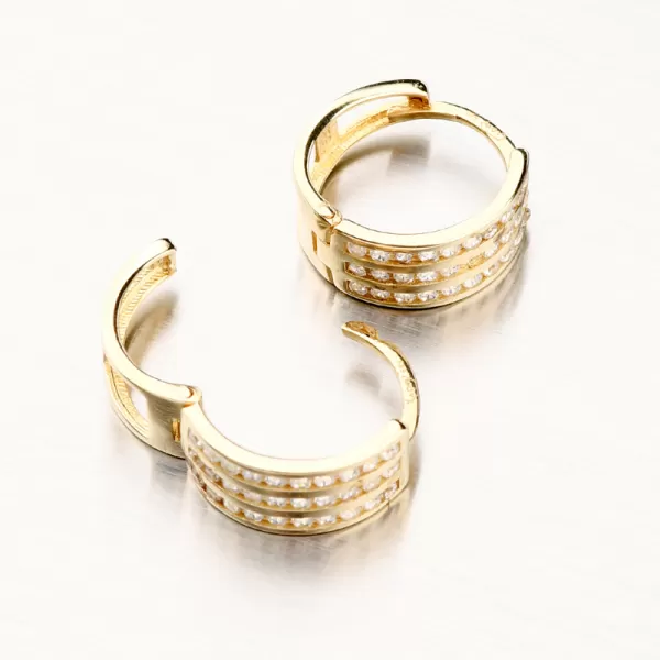 Dámske náušnice žlté zlato 585 zirkónové kruhy PKL12-026