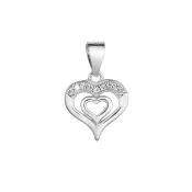 Strieborný prívesok dve srdcia so zirkónmi 14011.1