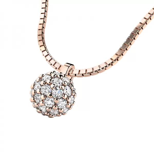 Zlatý náhrdelník s guličkou posiatu diamantmi 10971-NH01-CV