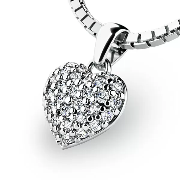 Zlatý prívesok srdca z bieleho zlata so zirkónmi 10923-B-ZIR