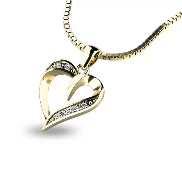 Zlatý prívesok srdca 10879-ZL-ZIR