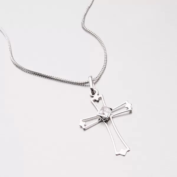 Zlatý prívesok - kríž so zirkónom 43-2221