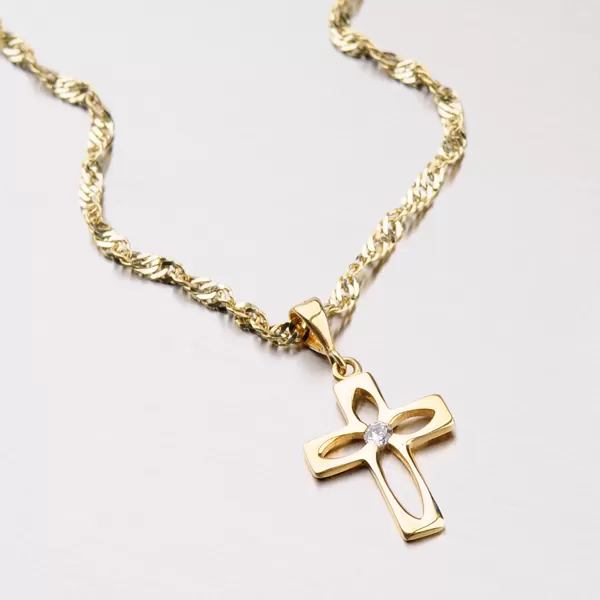 Zlatý prívesok - kríž so zirkónom 43-2112