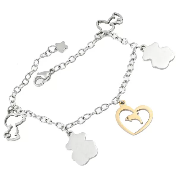 Oceľový náramok s príveskami GNB0165