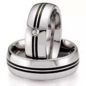 Snubné prstene z ocele s keramikou a diamantom ST146