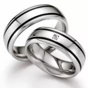 Snubné prstene z ocele s keramikou a diamantom ST143