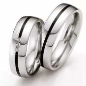 Snubné prstene z ocele s keramikou a diamantmi ST141