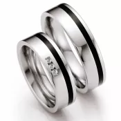 Snubné prstene z ocele s keramikou a diamantmi ST142