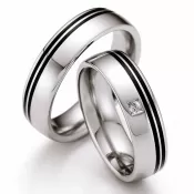 Snubné prstene z ocele s keramikou a diamantom ST144