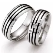 Snubné prstene z ocele s keramikou a diamantmi ST145