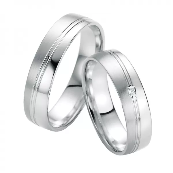 Snubné prstene z bieleho zlata s diamantom SP-10330