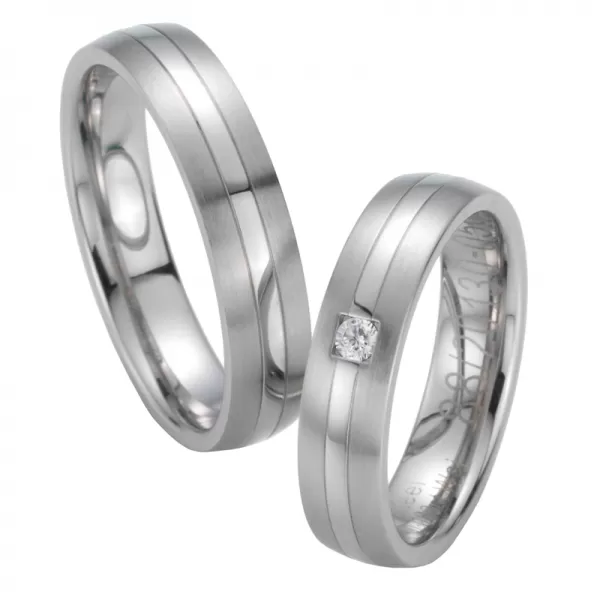 Snubné prstene oceľové a briliantom ST20130