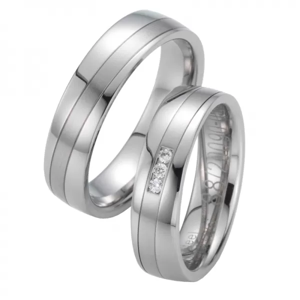 Snubné prstene oceľové s diamantmi ST20090