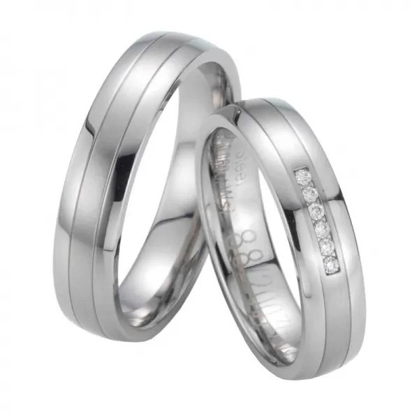 Snubné prstene oceľové s diamantmi ST20070
