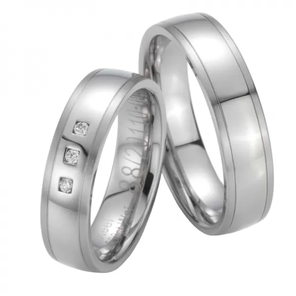 Snubné prstene oceľové s diamantmi ST20110