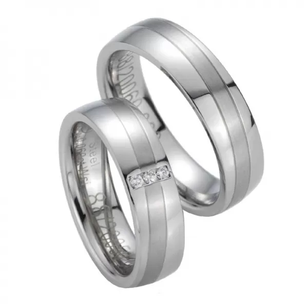Snubné prstene z ocele s diamantmi ST20050