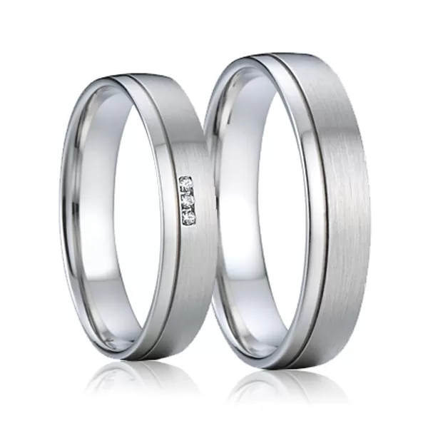 Oceľové snubné prstene so zirkónmi SP-7009