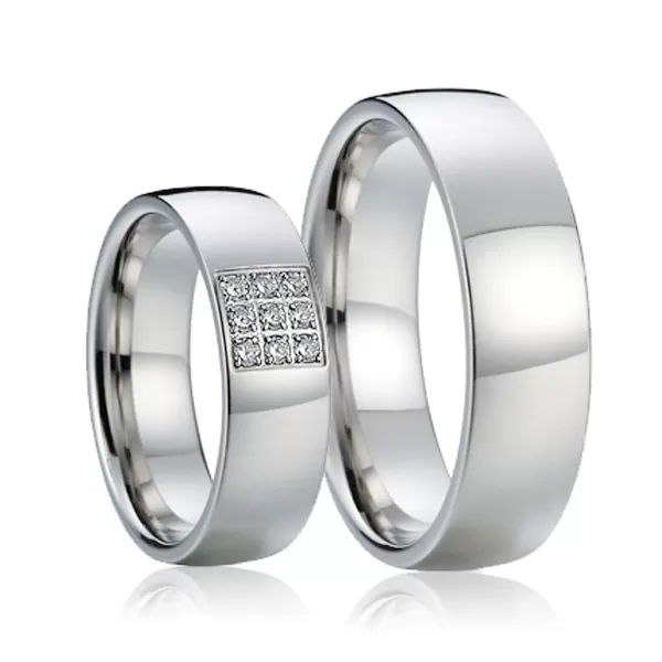 Lesklé oceľové snubné prstene SP-7016