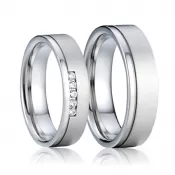 Oceľové snubné prstene so zirkónmi SP-7012