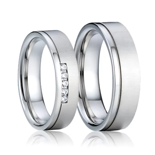 Oceľové snubné prstene so zirkónmi SP-7012