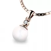 Zlatý prívesok s perlou a zirkónom 10870-CV-FW-ZIR