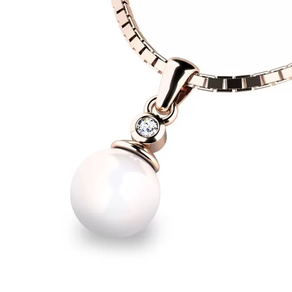 Zlatý prívesok s perlou a zirkónom 10870-CV-FW-ZIR