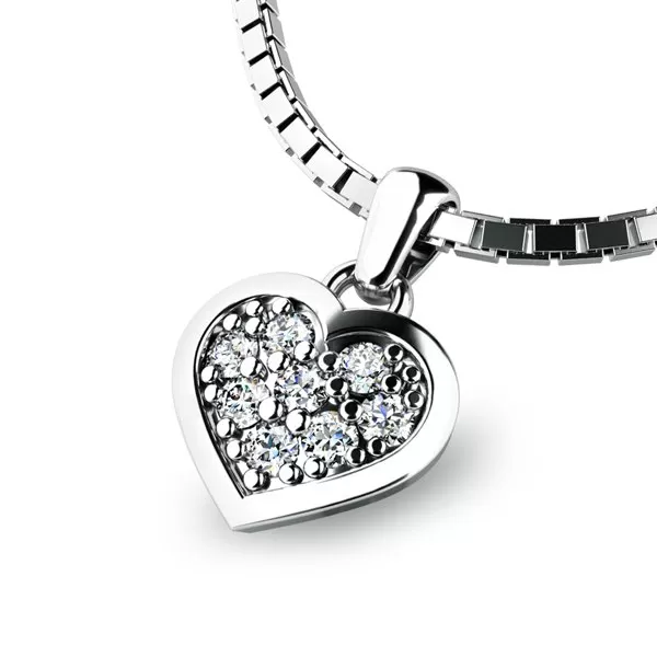 Zlatý prívesok srdca so zirkónmi 10877-B-ZIR