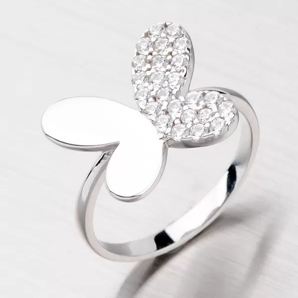 Strieborný prsteň s motýľom AALR0678-RD-FCZ