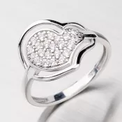 Strieborný prsteň v tvare srdca AALR0527-RD-FCZ