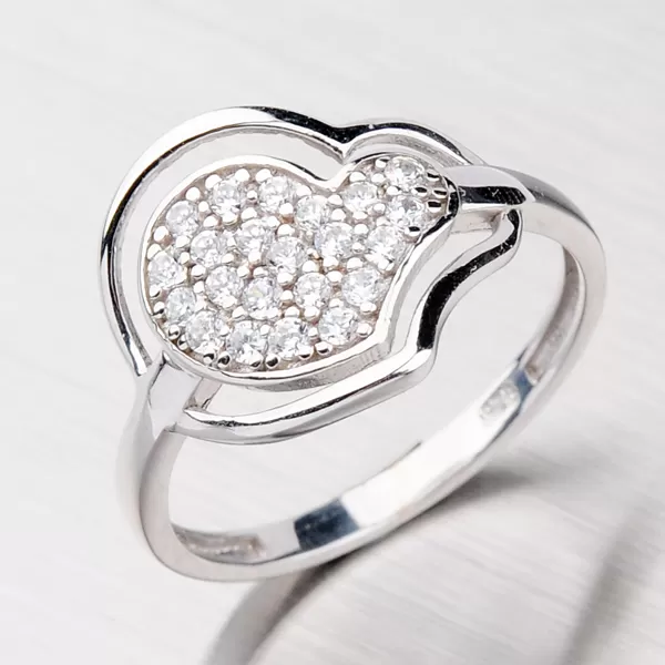 Strieborný prsteň v tvare srdca AALR0527-RD-FCZ