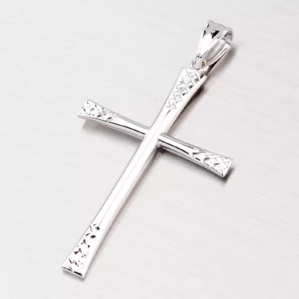 Prívesok z bieleho zlata - krížik 43-2768