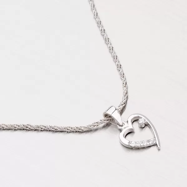 Srdce z bieleho zlata so zirkónmi 43-2495