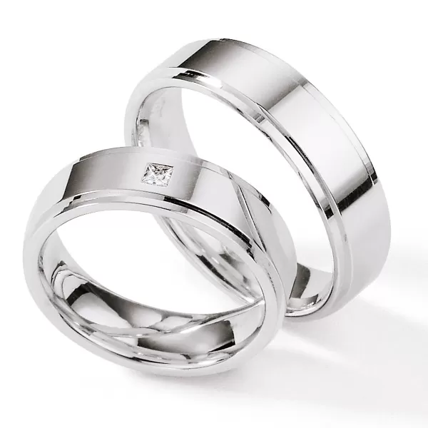 Strieborné snubné prstene s diamantom S118