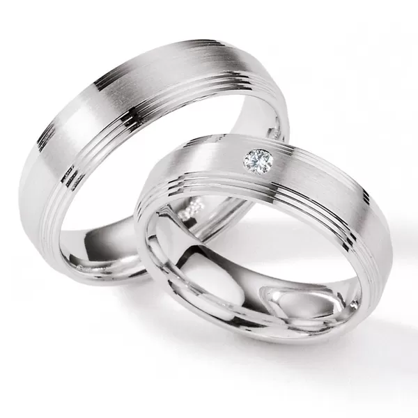 Strieborné snubné prstene s diamantom S120