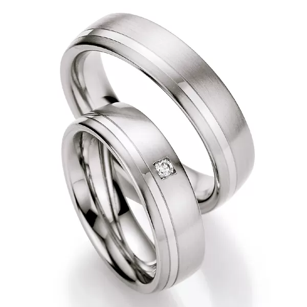 Oceľové snubné prstene s diamantom ST123