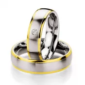 Oceľové snubné prstene so zlatom a diamantom ST130