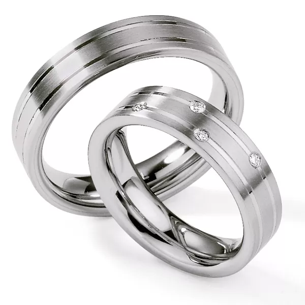 Oceľové snubné prstene s diamantmi ST126