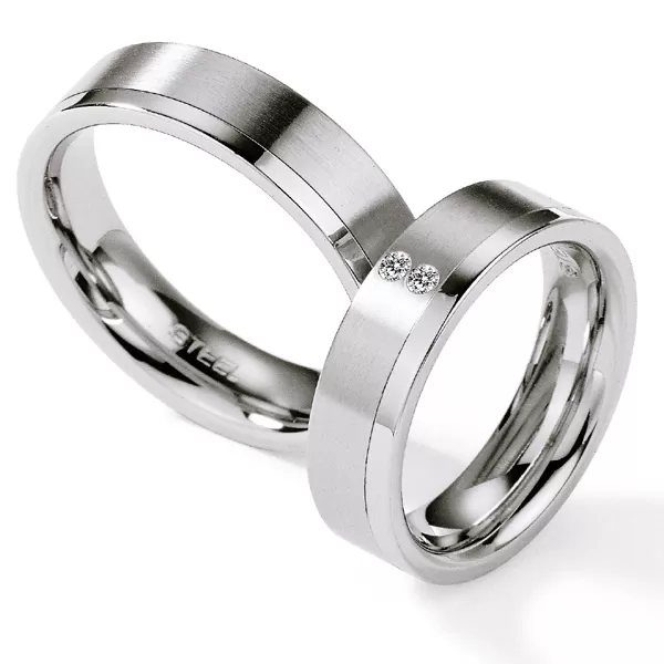 Oceľové snubné prstene s diamantmi ST127