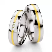 Oceľové snubné prstene so zlatom a diamantmi ST132