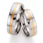 Snubné prstene z ocele so zlatom a diamantom ST137