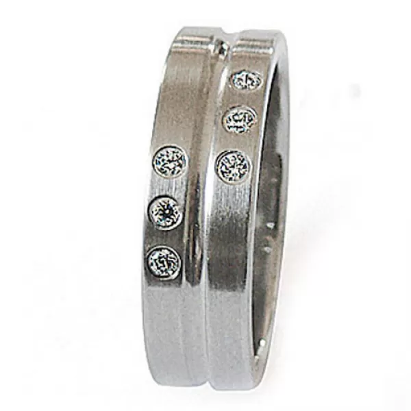 Oceľový prsteň so zirkónmi ZSQ06118