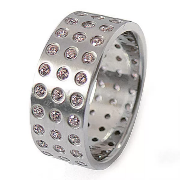 Oceľový prsteň so zirkónmi ZSQ08003