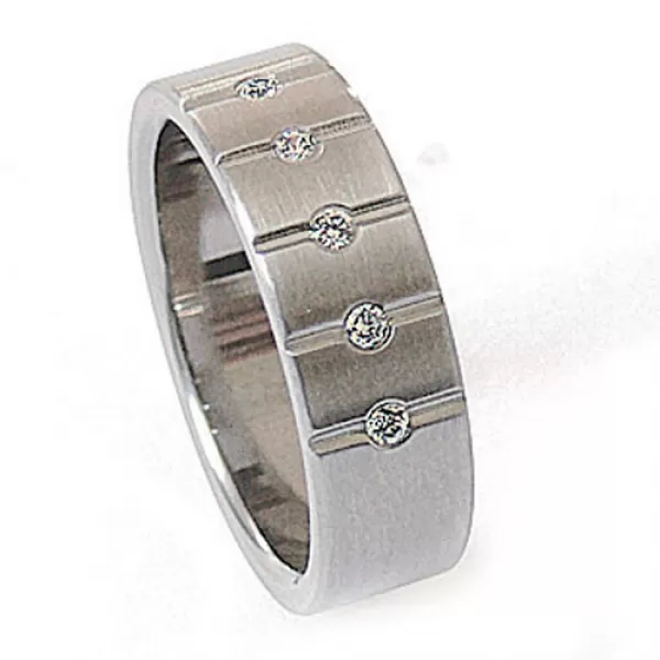 Oceľový prsteň so zirkónmi ZSQ06009