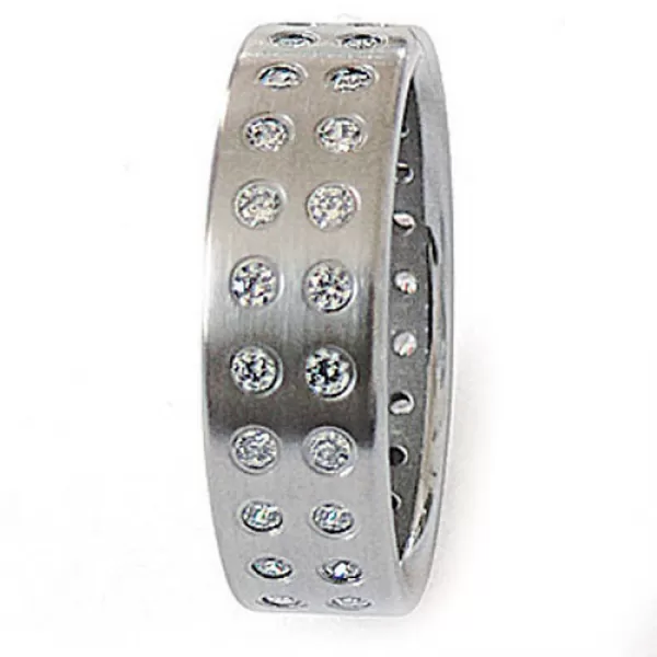 Oceľový prsteň so zirkónmi ZSQ06002