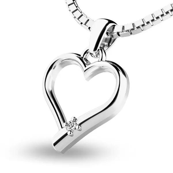Zlatý prívesok srdca z bieleho zlata 10917-B-ZIR