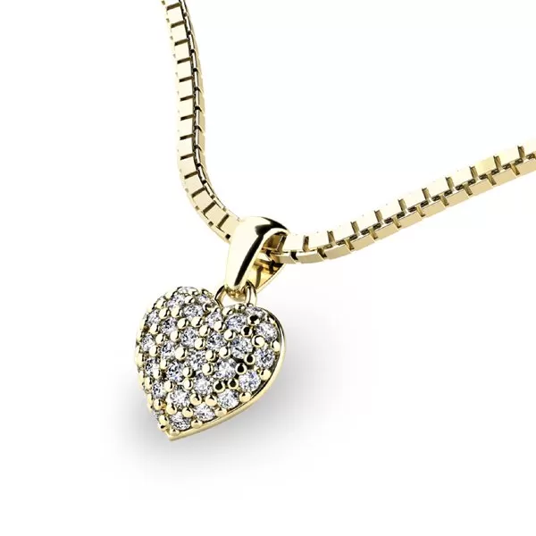 Zlatý prívesok srdca zo žltého zlata so zirkónmi 10923-ZL-ZIR