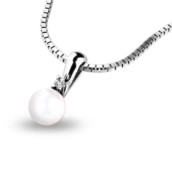 Zlatý perlový prívesok so zirkónom 10891-B-ZIR