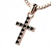 Zlatý krížik s čiernymi zirkónmi 140018-02-CV-Black-ZIR