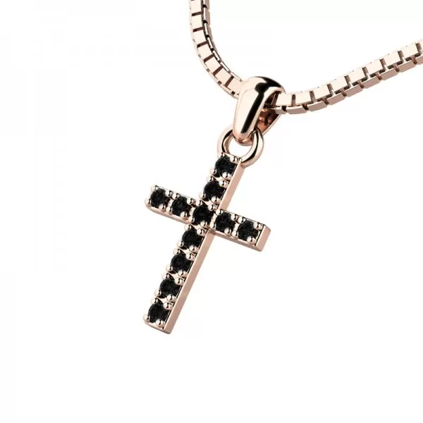 Zlatý krížik s čiernymi zirkónmi 140018-02-CV-Black-ZIR