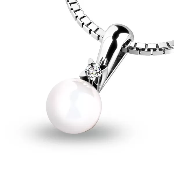 Zlatý perlový prívesok so zirkónom 10891-B-ZIR